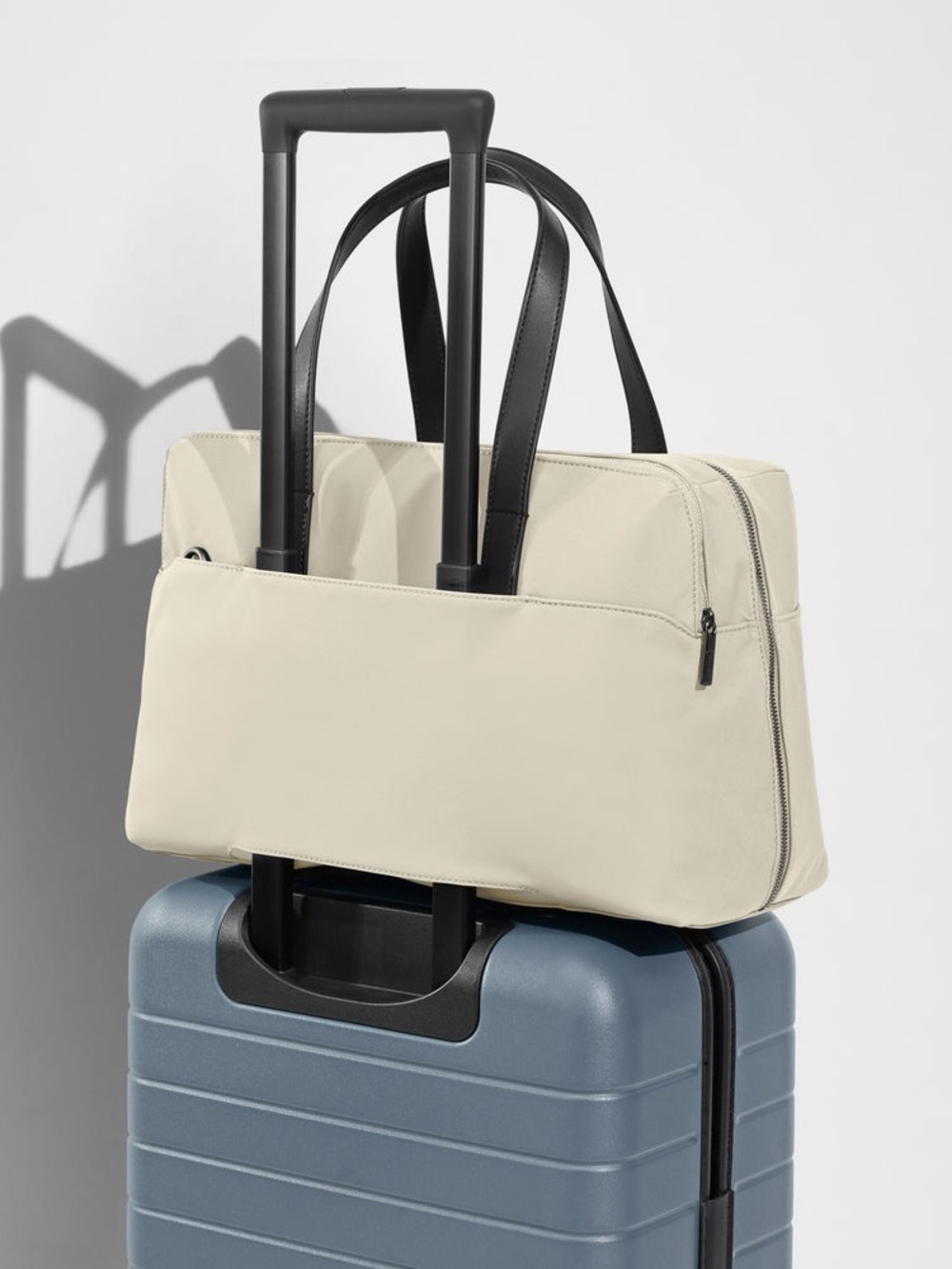 Away Cream Travel Duffel with Black Leather Handles - Picture 6 of 10